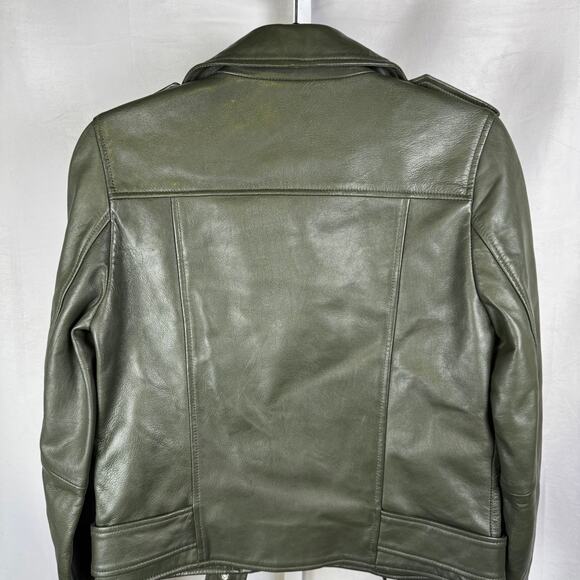 Walter Baker NEW 100% Lamb Leather Olive Biker Full Zip Jacket Ladies XS - Picture 10 of 13